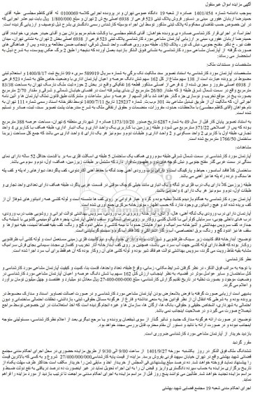 مزایده  فروش پلاک ثبتی 523 فرعی از 6938 اصلی 