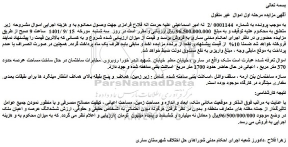 مزایده فروش ملک