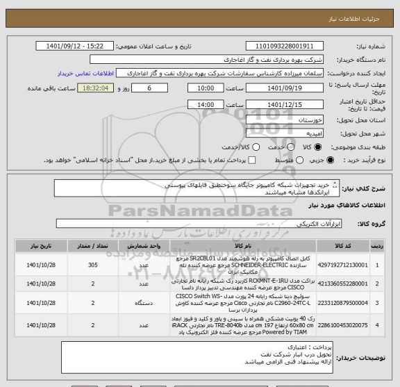 استعلام خرید تجهیزات شبکه کامپیوتر جایگاه سوختطبق فایلهای پیوستی
ایرانکدها مشابه میباشند
لطفا تلاش کنید نمونه ساخت داخل ارائه داده شود
