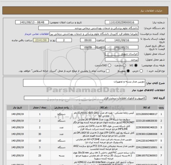 استعلام دوربین مدار بسته و تجهیزات