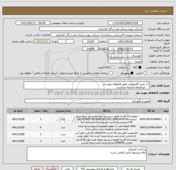 استعلام خرید الکتروپمپ طبق فایلهای پیوستی
ایرانکدها مشابه میباشند