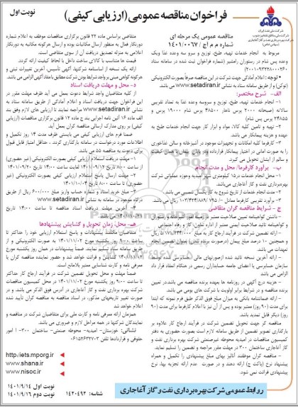 مناقصه انجام خدمات تهیه، طبخ، توزیع و سرو دو وعده غذا 
