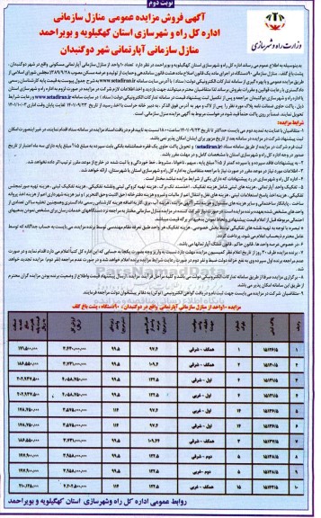 مزایده فروش 90 دستگاه منازل سازمانی 
