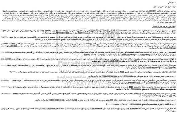 مزایده فروش 4-1 قطعه اول اراضی کشاورزی بارانی بالای جوی استخر B به مساحت 80 جریب 