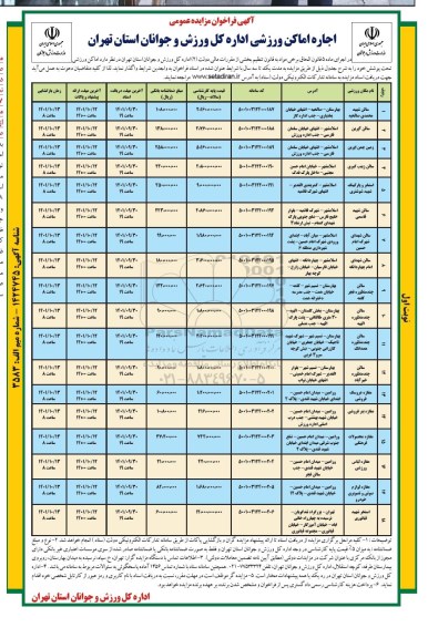 مزایده اجاره اماکن ورزشی