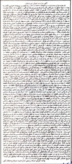مزایده فروش ششدانگ پلاک ثبتی 1277 فرعی از 1754 اصلی 