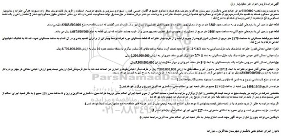 مزایده فروش قطعه اول : زمین آبی با نام محلی گول یری به مساحت حدود 3389 متر مربع