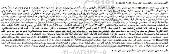 مزایده  فروش  یک دستگاه خودرو باری وانت نیسان 