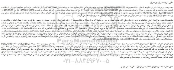 مزایده فروش یکبابخانه  