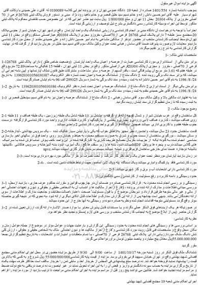 مزایده فروش  ششدانگ یک واحد آپارتمان 