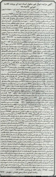 مزایده فروش ششدانگ پلاک ثبتی یک فرعی از هزار و دویست و شصت و یک اصلی