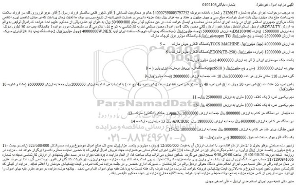 مزایده فروش یکدستگاه پمپ باد 50 لیتری مارک ROYALTY و...