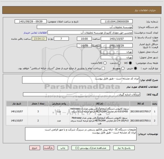 استعلام ایران کد مشابه است - طبق فایل پیوست