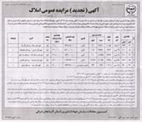 مزایده فروش پنج ملک از املاک مازاد بر نیاز- تجدید