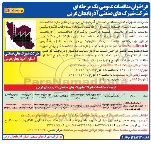 مناقصه اجرای شبکه داخلی توزیع گاز 