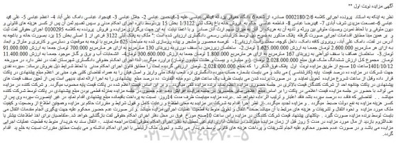 مزایده فروش خانه باغ پلاک ثبتی 1/3122