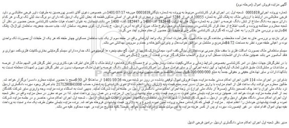 مزایده فروش یک واحد آپارتمانی  