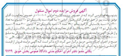 مزایده فروش سبد پلاستیکی نو 20 کیلویی....