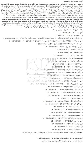 مزایده فروش انواع پشتی    102  و...
