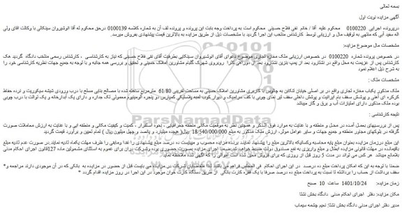 مزایده فروش یکباب مغازه تجاری