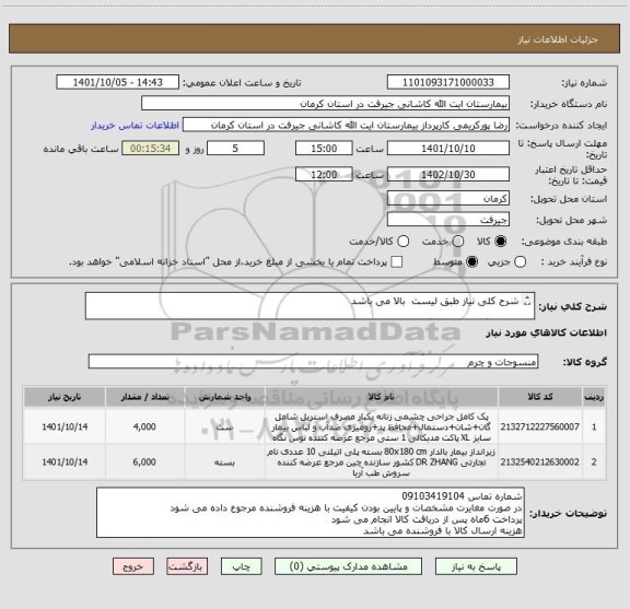استعلام شرح کلی نیاز طبق لیست  بالا می باشد

شان و گان و کلاه 45گرمی باشد