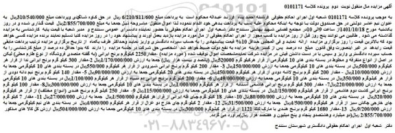 مزایده فروش مقدار2250 کیلوگرم برنج ایرانی (به گفته متصدی فروشگاه از نوع طارم محلی) 