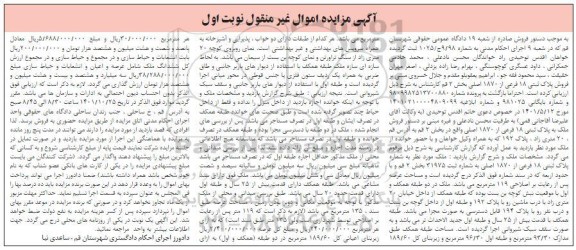 مزایده فروش پلاک ثبتی 18 فرعی از 1870 اصلی بخش 2