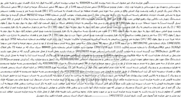آگهی مزایده ششدانگ به پلاک ثبتی یک فرعی از یکصد وشصت ویک اصلی