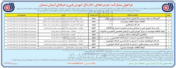 فراخوان واگذاری آشپزخانه و سلف سرویس کارآموزان شبانه روزی ...