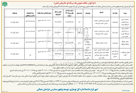 فراخوان مناقصه تکمیل سیستم گرمایشی ساختمان آموزشی ...