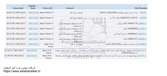 استعلام سه ردیف محور مونتاژی و...