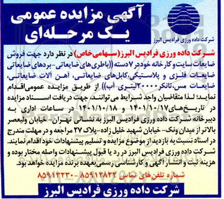 فروش ضایعات سایت و کارخانه خود در 7 دسته...
