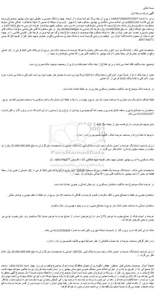 مزایده ششدانگ دو باب اتاق و یک باب دکان متصل به هم