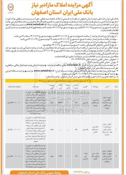 مزایده فروش املاک وضعیت کنونی تخلیه