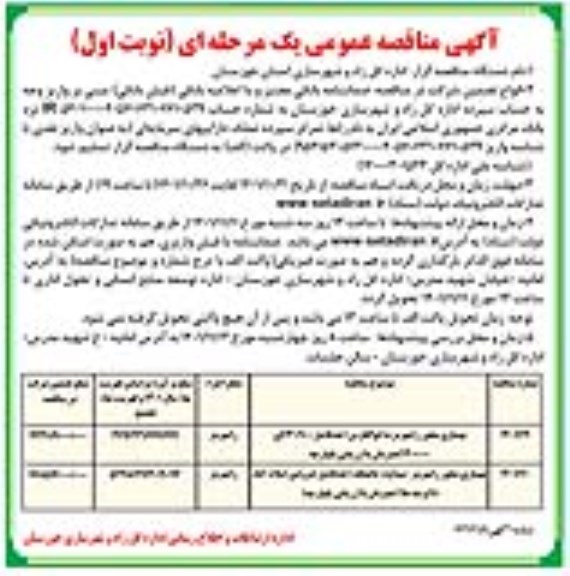 مناقصه بهسازی محور ....