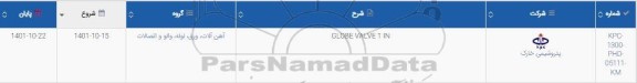 استعلام GLOBE VALVE 1 IN