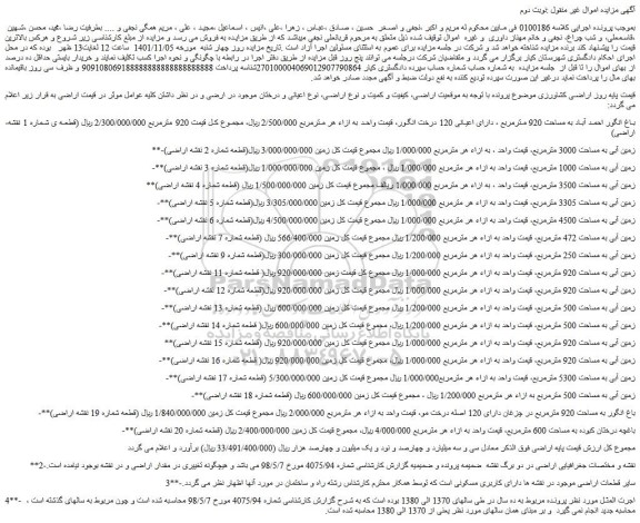 مزایده فروش اراضی کشاورزی 