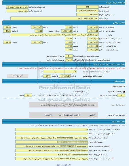 مزایده ، فروش ملک مسکونی گلباف -مزایده ساختمان  - استان کرمان