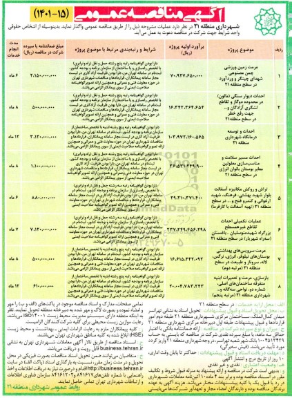 مناقصه مرمت زمین ورزشی چمن مصنوعی ....