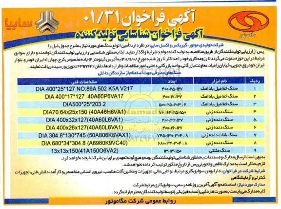 فراخوان شناسایی تولیدکننده سنگ خط میل ...