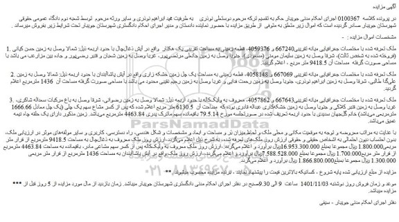 مزایده فروش ملک