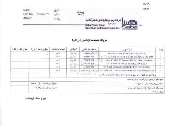 استعلام G10-RAM...