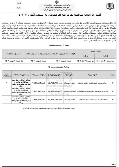 مناقصه احداث مدرسه ..