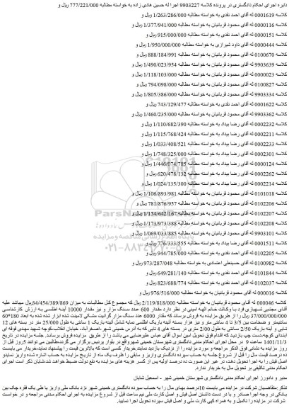 مزایده فروش  مقدار 600 عدد سنگ مزار و نیز مقدار 10000 آینه اطلسی 