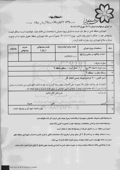 استعلام احداث چالکود در معابر و پارکها 