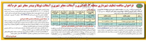 فراخوان مناقصه آسفالت توپکا و بیندر معابر  و...