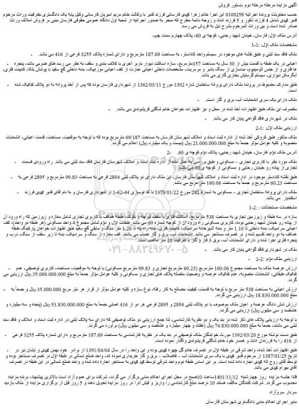 مزایده فروش ملک 
