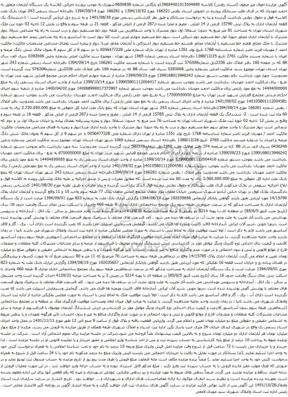 آگهی مزایده ششدانگ یک قطعه آپارتمان اداری به پلاک ثبتی 15790 فرعی از 14 اصلی ، مفروز و مجزا شده از267 فرعی از اصلی