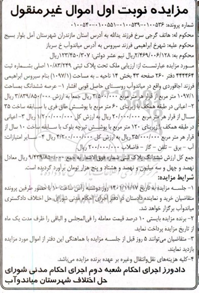 مزایده ملک تحت پلاک ثبتی 10.83.249 اصلی