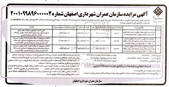 مزایده فروش سه آپارتمان مسکوین 